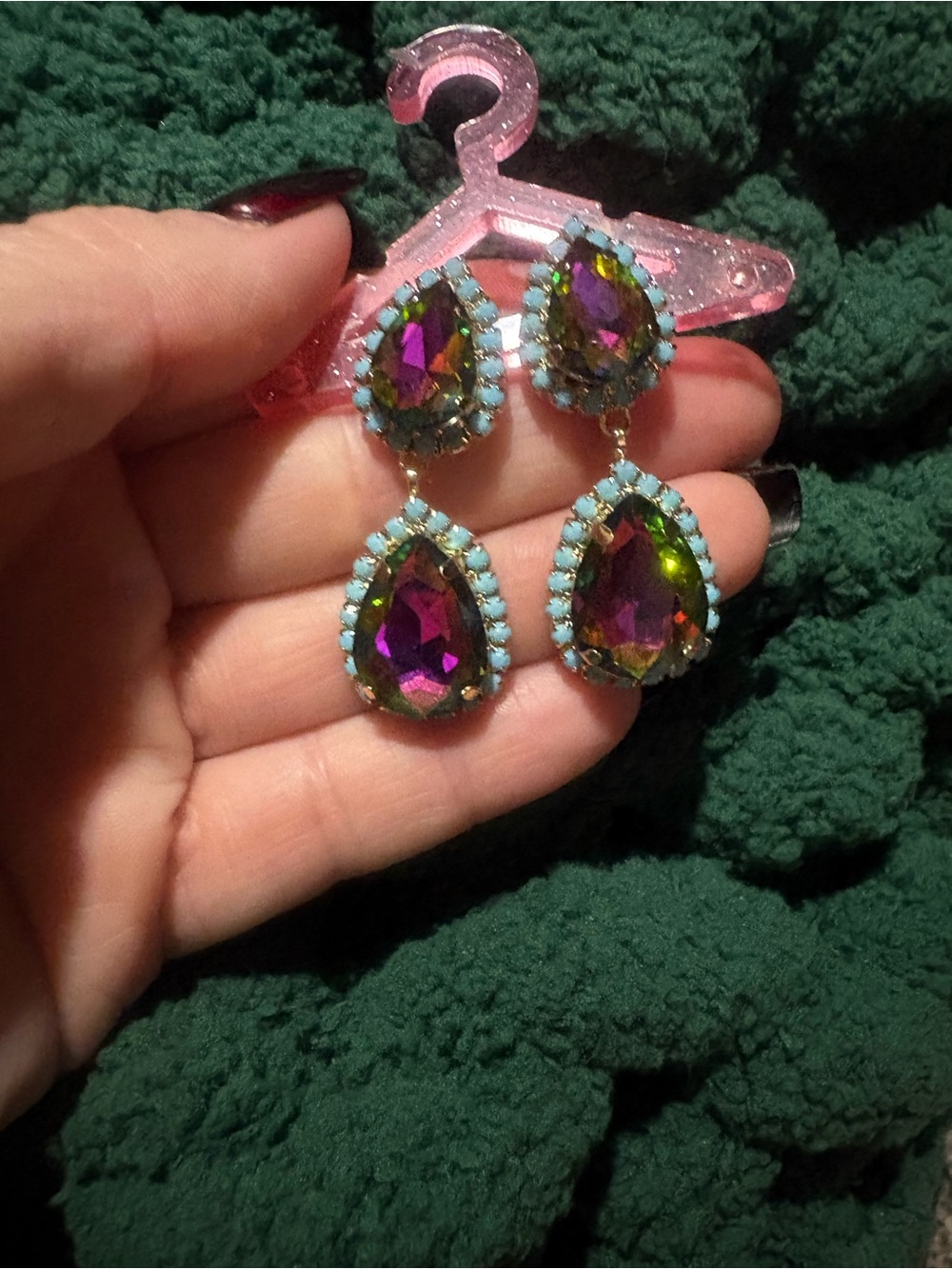 Multicolor Teardrop Dangle Earrings with Turquoise Accent